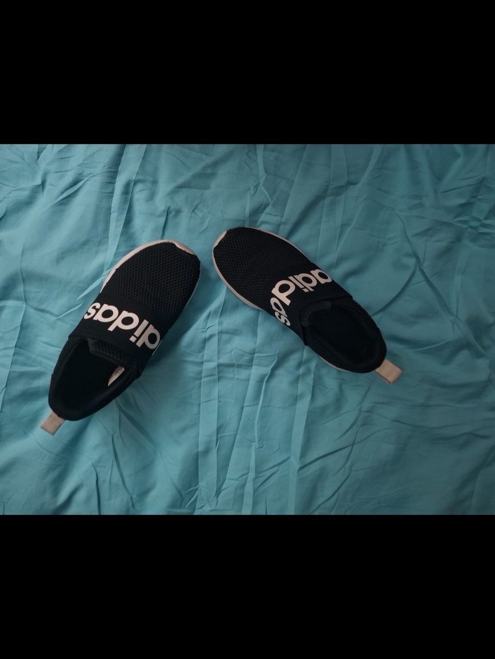 adidas Men's Black Slip-On Mesh Sneakers with White Logo